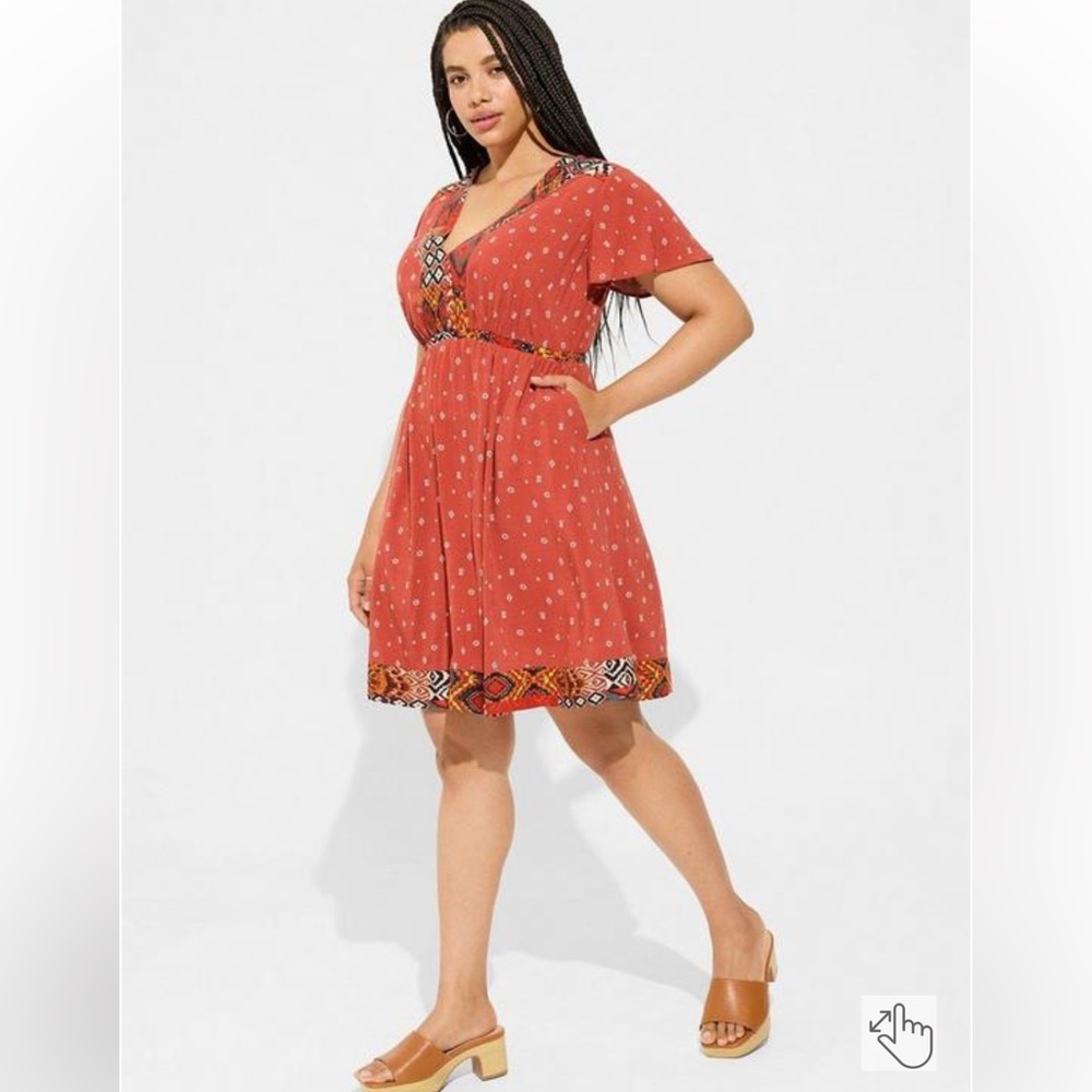 TORRID Mini Challis Boarder Skater Dress 2X NWT